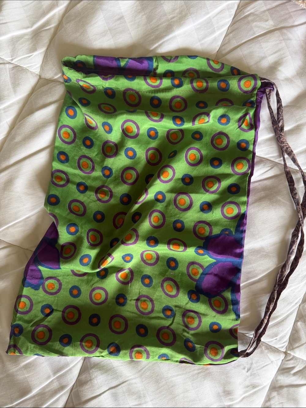 Green Printed Satin Bag